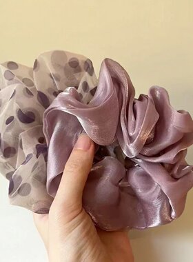紫色浪漫慵懒蓬松大肠发圈头绳2026新款波点橡皮筋绑头发女发绳