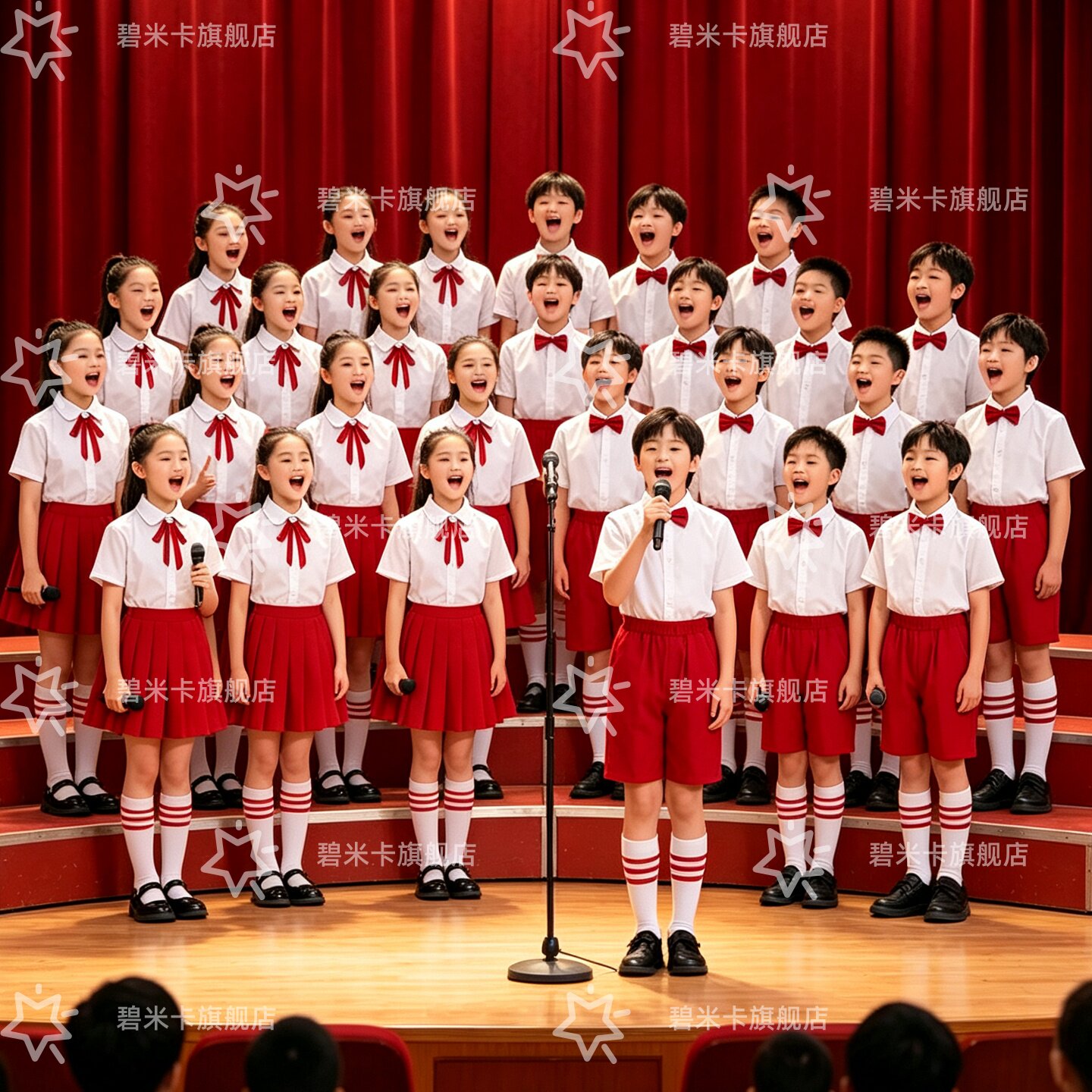 儿童小学生合唱服红色爱国表演服图片