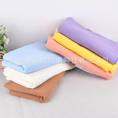 全棉双层纱布绉布皱布纱布料muslin纯棉防蚊裤婴童睡衣家居服爆款