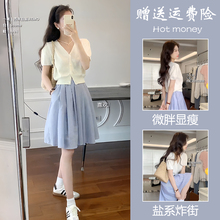夏季搭配一整套2025新款小个子穿搭减龄气质上衣百褶裙两件套装女