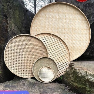 晒菜竹编制品家用圆形簸箕有孔圆筛子农家竹匾竹筐晒茶叶干货其他