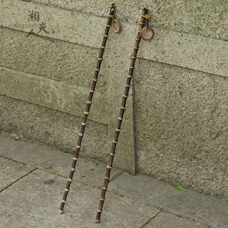 天然实心竹紫竹“紫气东来”老料竹鞭教鞭手工精细磨调直教棍戒尺