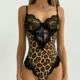 lace leopard print Sexy tank top性感蕾丝豹纹拼接吊带连体衣女