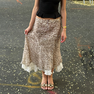 skirt气质优雅风修身 Double print leopard 双层豹纹半裙 layered