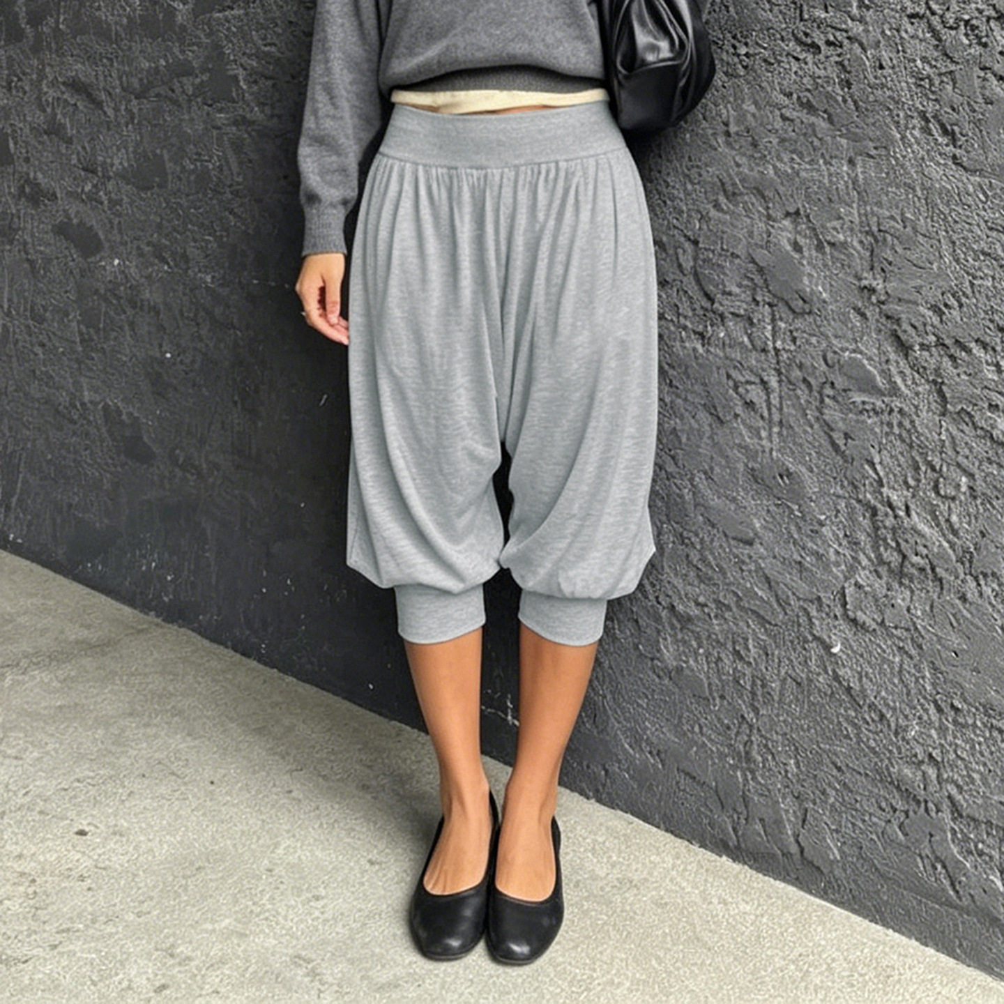 Loose lantern cropped pants 松紧腰弹力束腰灯笼七分裤女休闲裤