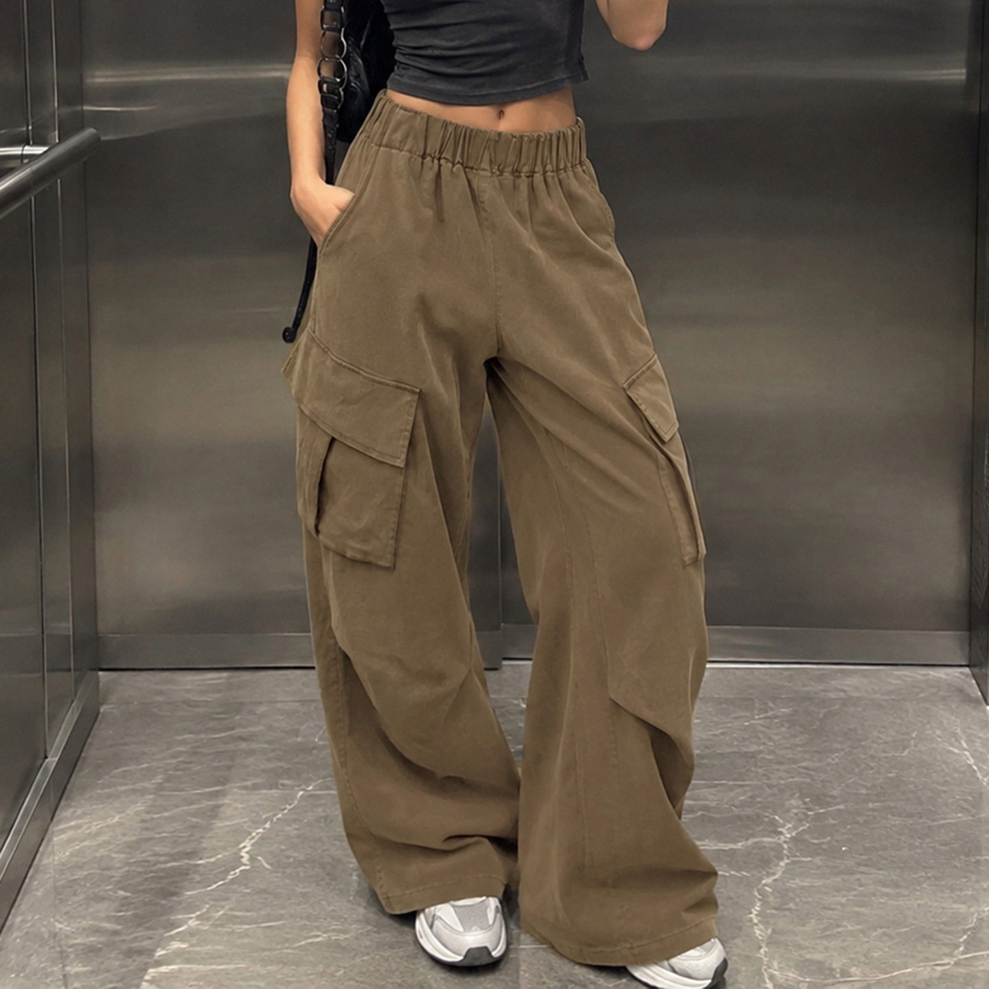 Sexy women's outf 欧美风低腰宽松直筒工装裤女复古百搭休闲长裤