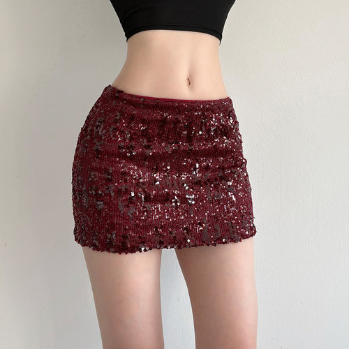 Sexy Sparkle Bustier Dress性感辣妹亮片修身显瘦包臀裙百搭短裙