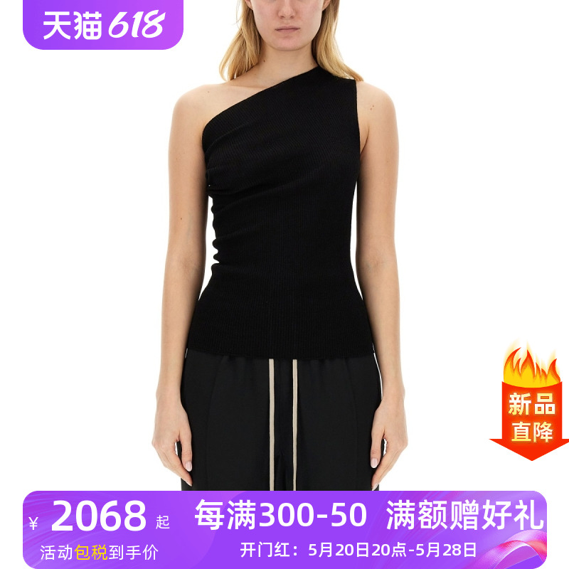 RICKOWENS新款女装时尚个性女T恤黑色露肩上衣女RP01D2625