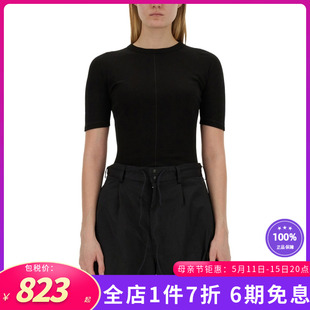 百搭夏季 T恤上衣黑色SS24 女装 女士时尚 休闲修身 3新款 短袖