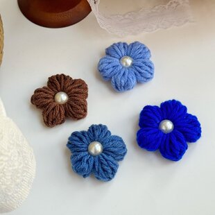 23毛线编织可爱花朵配饰毛线花头饰百搭配饰花朵造型头绳针织41