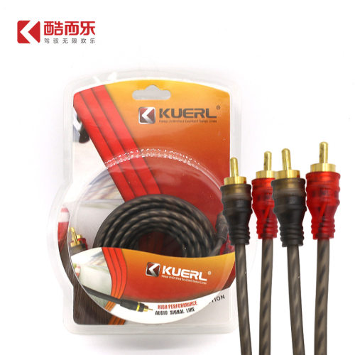 KUERL/酷而乐 车载音响音频线纯铜双RCA音箱功放CD机二对二信号线