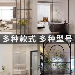 轻奢复古长虹水波纹钢化玻璃隔断弧形拱门卫生间玄关客厅屏风定制