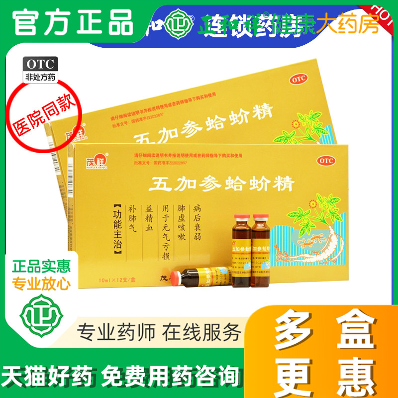 茂祥五加参蛤蚧精12支五加参蛤蚧精五加参蛤精益精血肺虚咳嗽元气