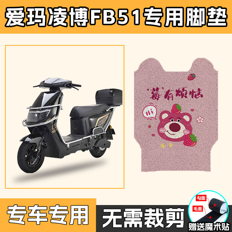 适用于爱玛凌博FB51电动车丝圈脚垫TDR4262Z防水踩脚垫脚踏板垫子