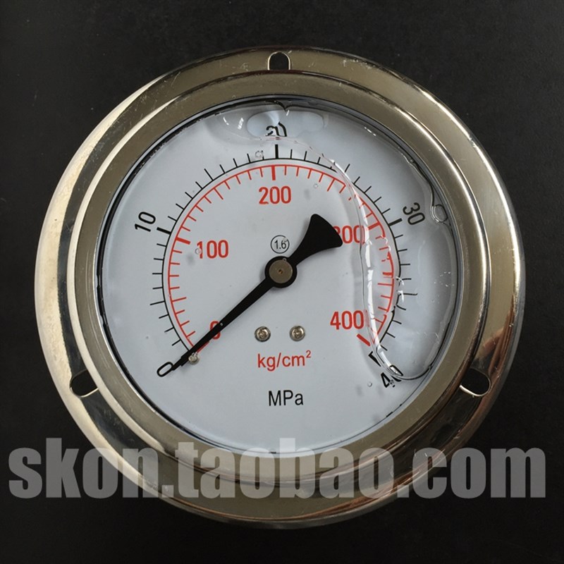 0-400KG轴向不锈钢压力表40MPA机械耐震压力表螺纹3/8PT油压表