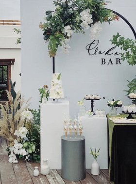 婚庆路引道具铁艺白色方柱甜品展示台周岁生日订婚布置立柱摆件