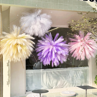 仿真芦苇网红白日烟花新年婚庆装饰商场橱窗摆件孔雀草仿生羽毛