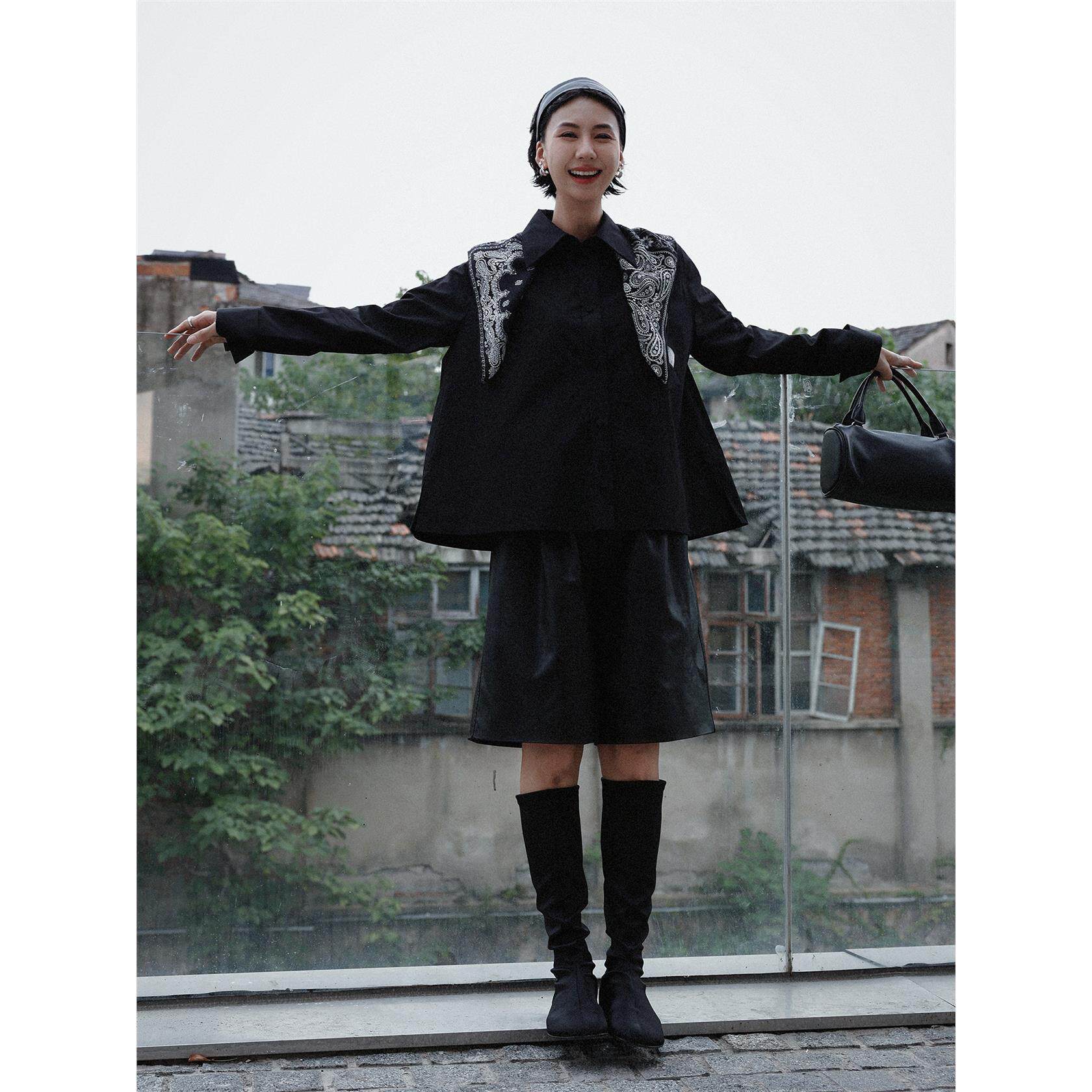 TT设计师【独白】轻职风高级感松弛覆古衬衫女秋新款chic长袖上衣