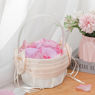 花童撒花瓣手提蝴蝶结小花篮新娘结婚花篮西式婚礼当天送戒指道具