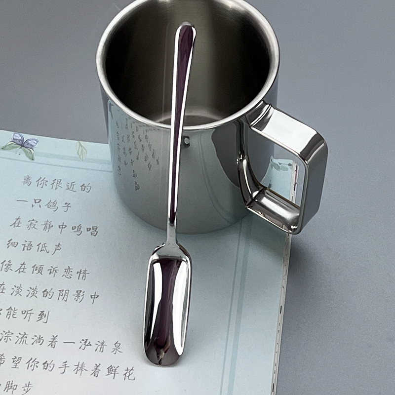 卓德铭出口加厚食品级304不锈钢咖啡勺长头搅拌蜂蜜奶粉果汁茶勺