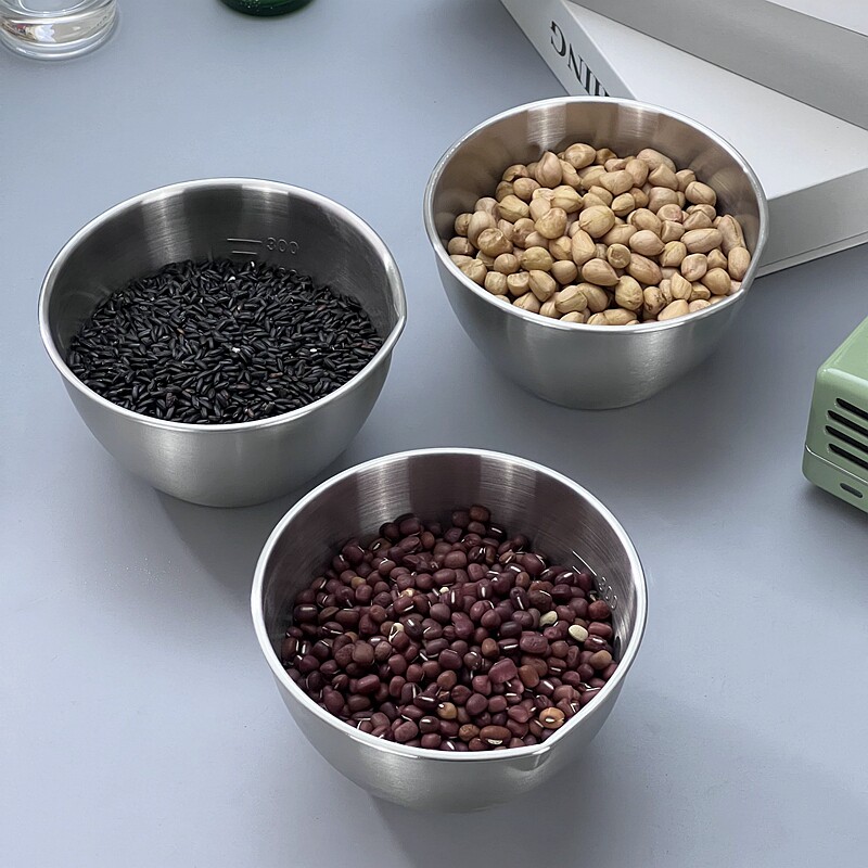 食品级304不锈钢家用食材量碗图片