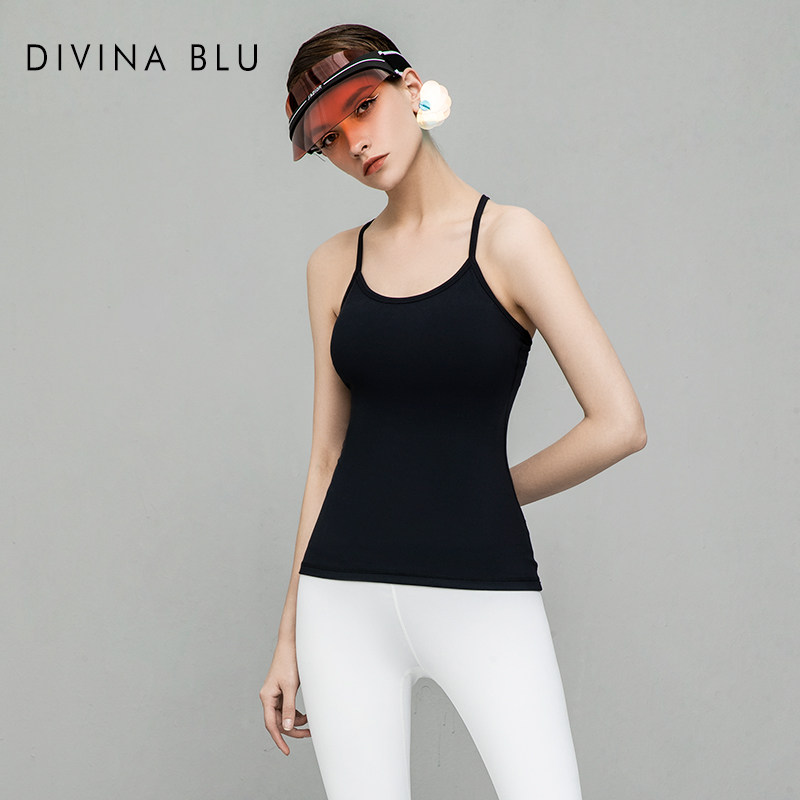 divina blu新款性感美背吊带健身上衣修身显瘦速干透气专业瑜伽服