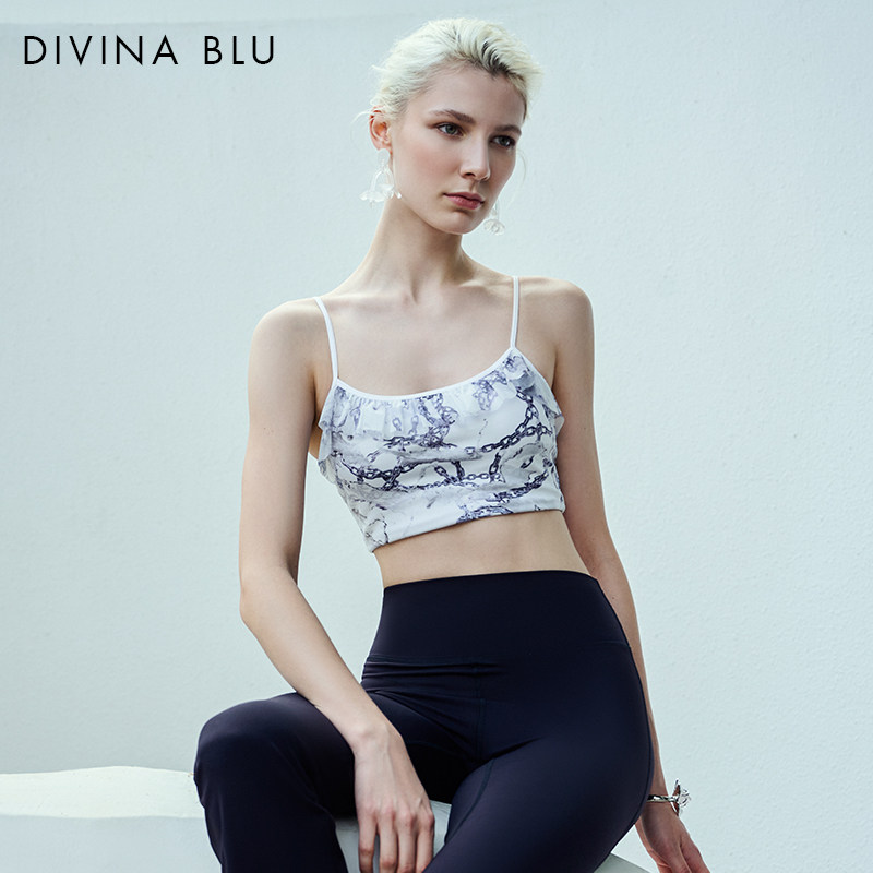 DIVINA BLU迪唯纳悉尼系列蕾丝印花设计裸感瑜伽内衣女士运动文胸