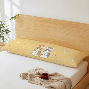 卡通可爱猫咪鲨鱼猫情侣长枕头护颈椎睡觉长条抱枕可拆洗