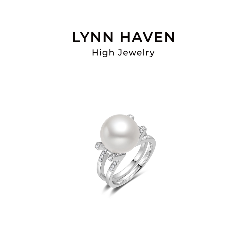 LynnHaven麟玟 EARTH LH符号【灵犀】澳白海水珍珠戒指18K金指环