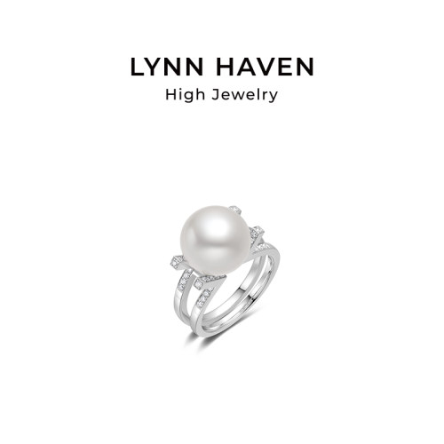 LynnHaven麟玟 EARTH LH符号【灵犀】澳白海水珍珠戒指18K金指环