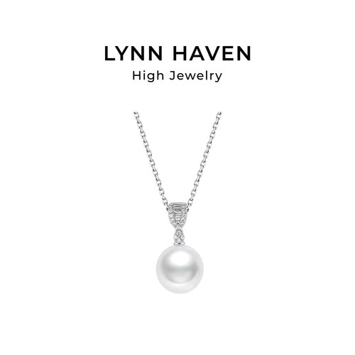 LynnHaven麟玟EARTH臻美经典澳白海水珍珠项链18K金钻石吊坠礼物