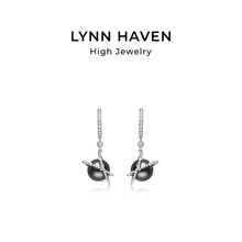 LynnHaven麟玟 ART海的女儿-赤诚 18K金大溪地黑珍珠耳钉钻石耳饰