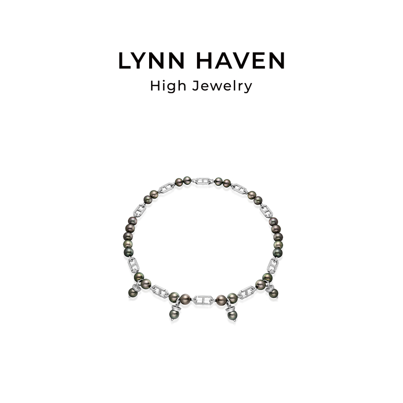 LynnHaven麟玟 SKY双子星 18K金大溪地海水珍珠颈链钻石项链串珠