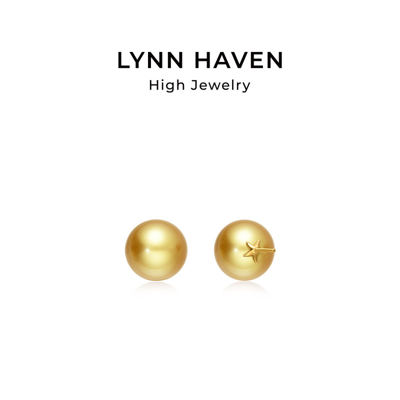 LynnHaven麟玟 EARTH臻美经典【白露】18K金南洋金珠珍珠耳钉单珠