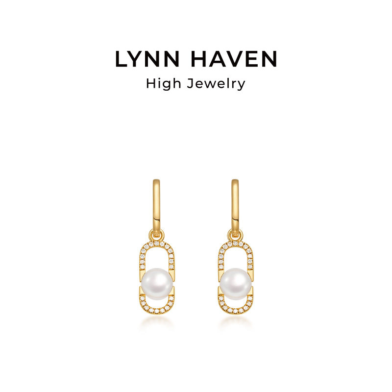 LynnHaven麟玟 EARTH环抱 18K金Akoya海水珍珠耳钉钻石耳饰礼物,珠宝/钻石/翡翠,耳饰,淘宝优惠券,粉丝福利购,淘宝优惠卷