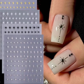 网红芒星美甲贴纸 ins风烫银八芒星黑白星星跨境热卖 背胶指甲贴纸