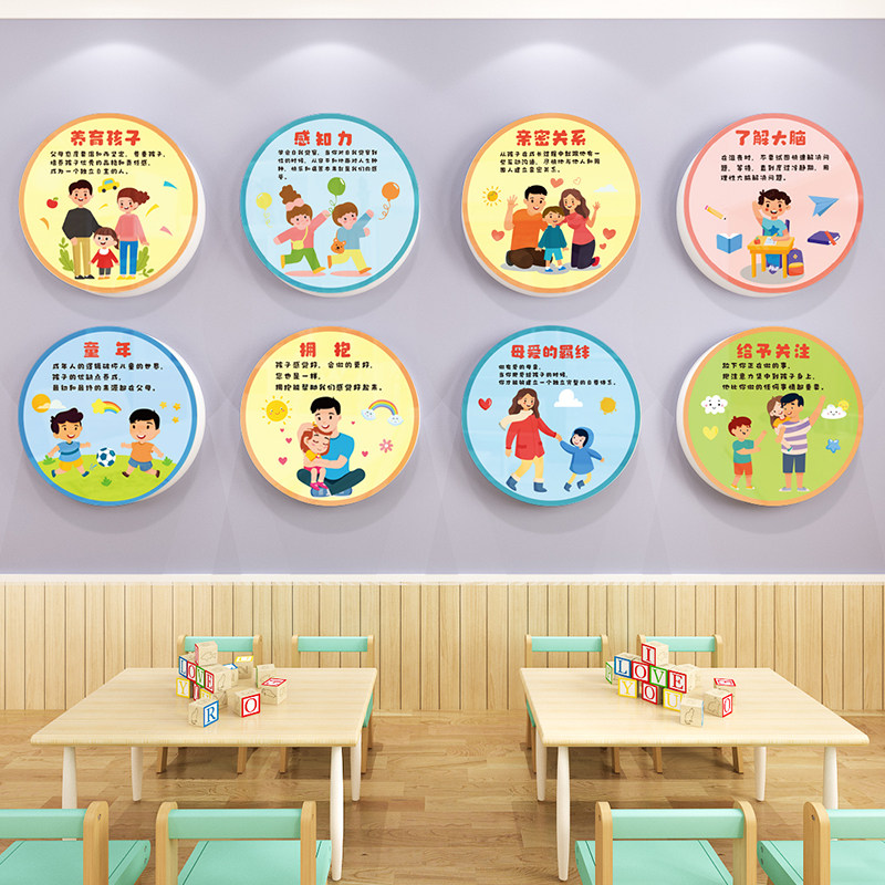 幼儿园文化墙环创托管班理念墙托育中心墙面装饰早教中心布置装饰