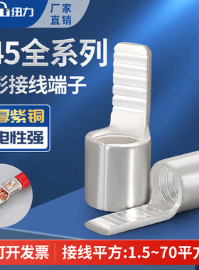 C45紫铜冷压插片接线端子空开空气开关针式线鼻子端头2.5鸭嘴鼻