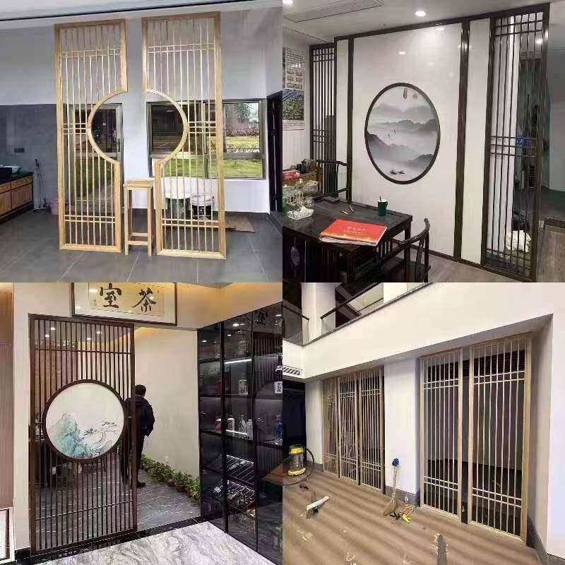 东阳木雕新中式实木花格镂空仿古门窗屏风隔断吊顶背景墙木格栅栏
