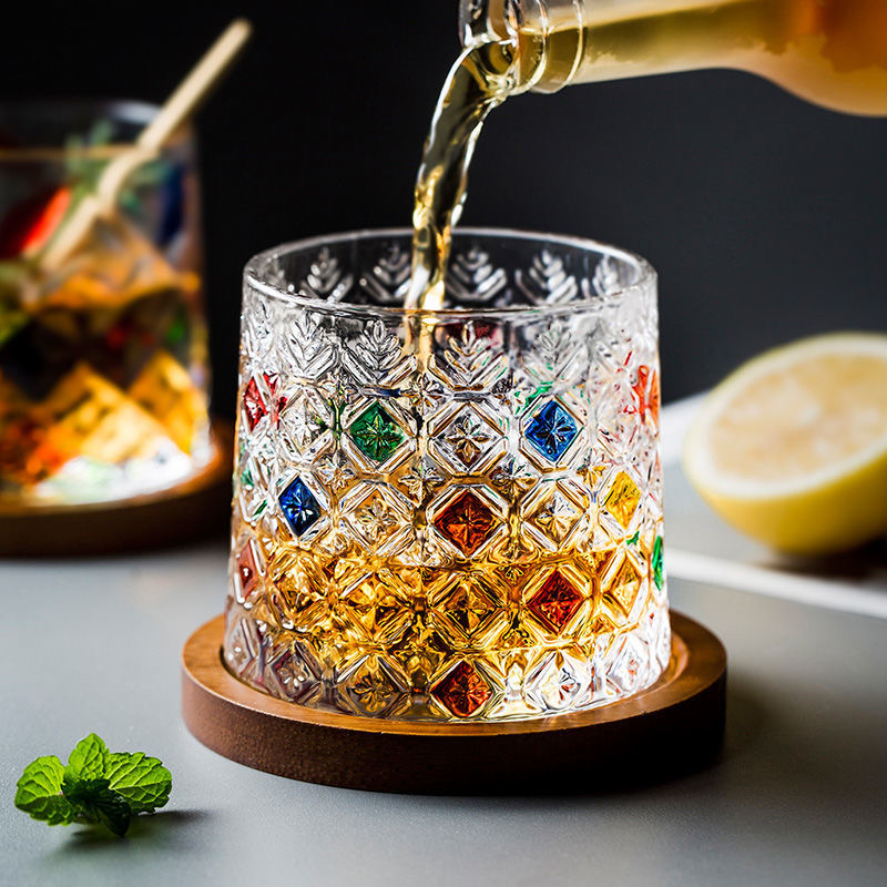 冰川纹旋转高颜值玻璃杯底座