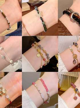 新中式檀木手串女小清新小众设计高级感百搭手饰情侣闺蜜学生手镯