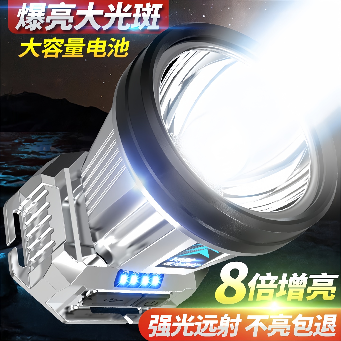 头灯2025新款强光超亮充电四核P100头戴式手电筒远射夜钓超疝气灯
