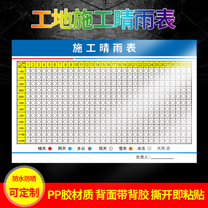 施工晴雨表管理告知牌贴纸定制