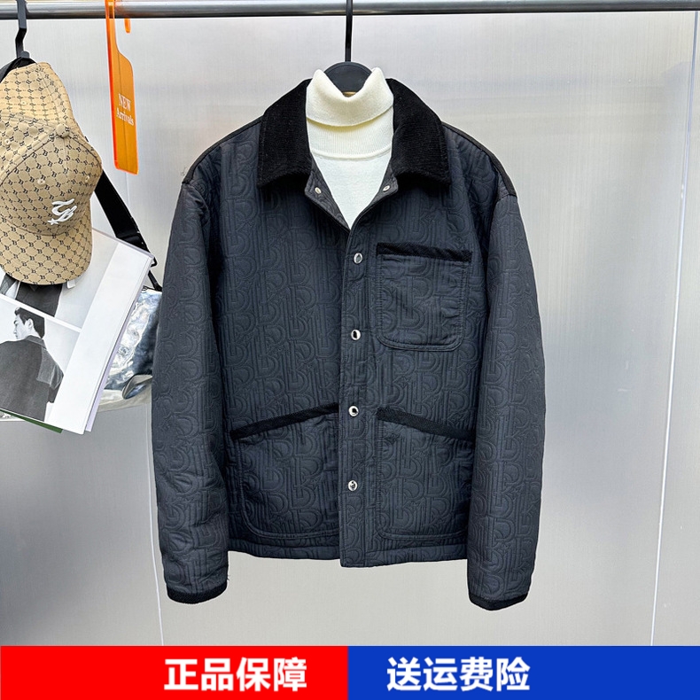 2023冬季新款男装老花灯芯绒拼接羽绒服多口袋翻领外套B1ACD4C14 男装 羽绒服 原图主图