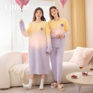 林卡女士家居服半边绒·梦幻渐变圆领套装/裙装