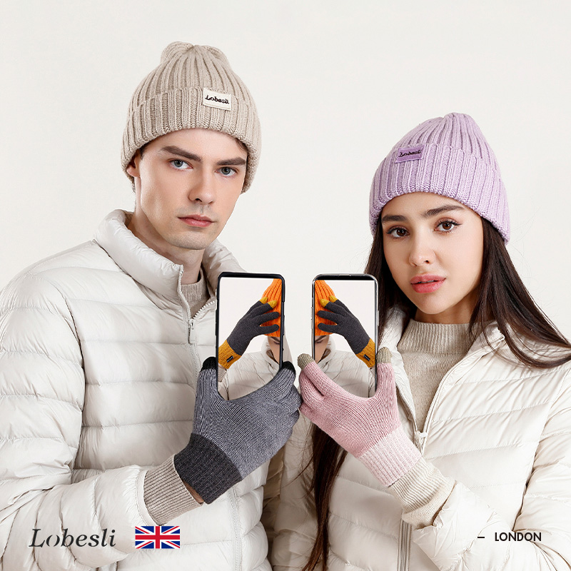lobesli情侣羊毛针织防寒手套