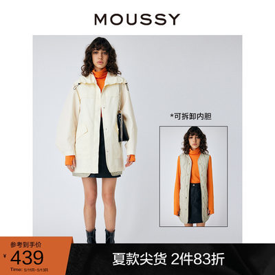 MOUSSY 2023冬季新品可拆卸内胆抽绳设计休闲外套010GSW30-0140