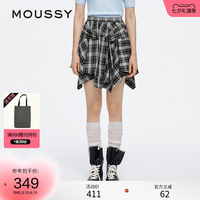 moussy 夏季假美式辣妹风假两件格纹半身裙028ISA31-4121