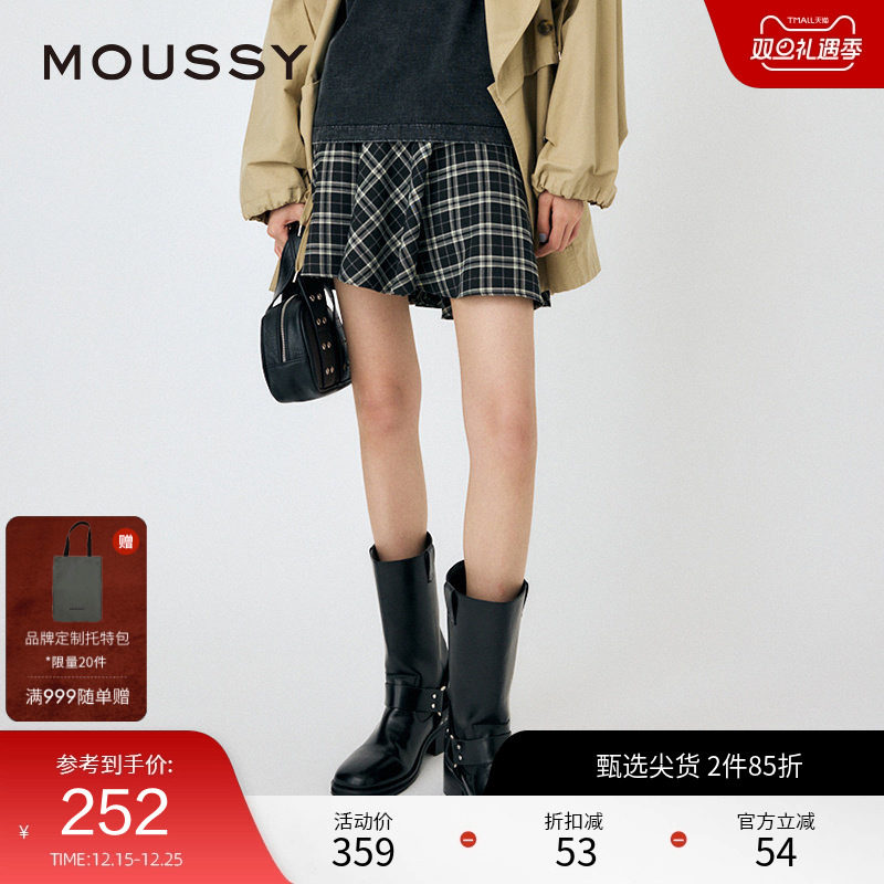 moussy 秋季新品美式复古风blokette格纹半身裙010HAS31-1601