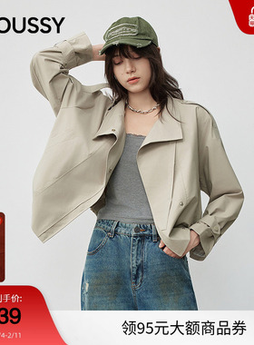 moussy 秋季新品通勤工装风宽松夹克风衣外套女IAC-